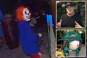 Creepy ‘Pennywise’ clown swipes saw from store before owner scares him off