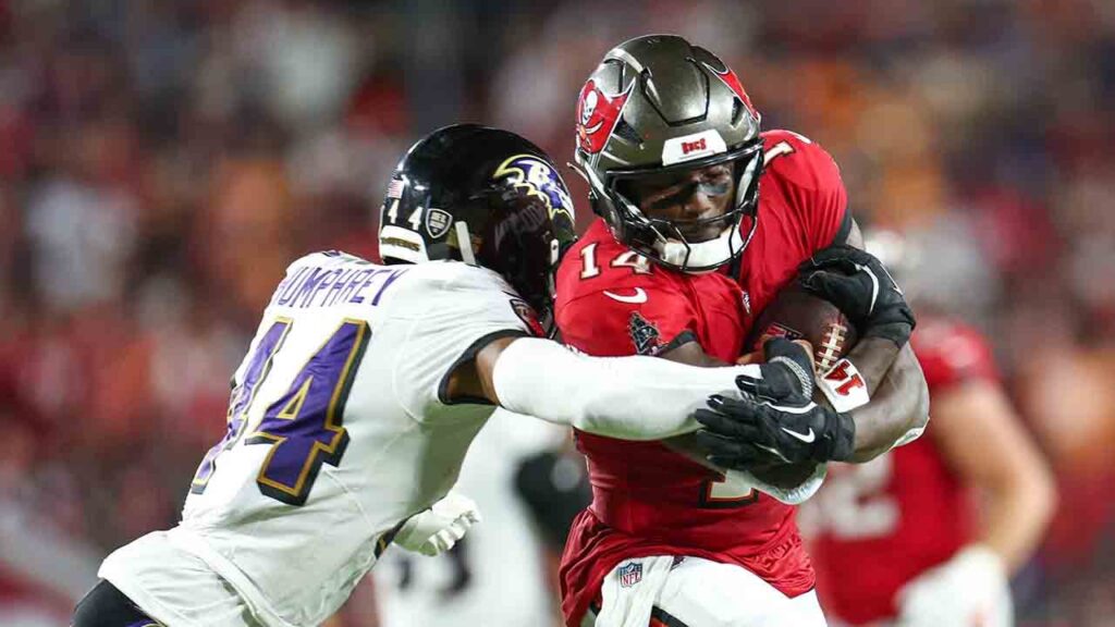 Bucs star Chris Godwin suffers gruesome ankle injury broadcast won’t show in loss to Ravens