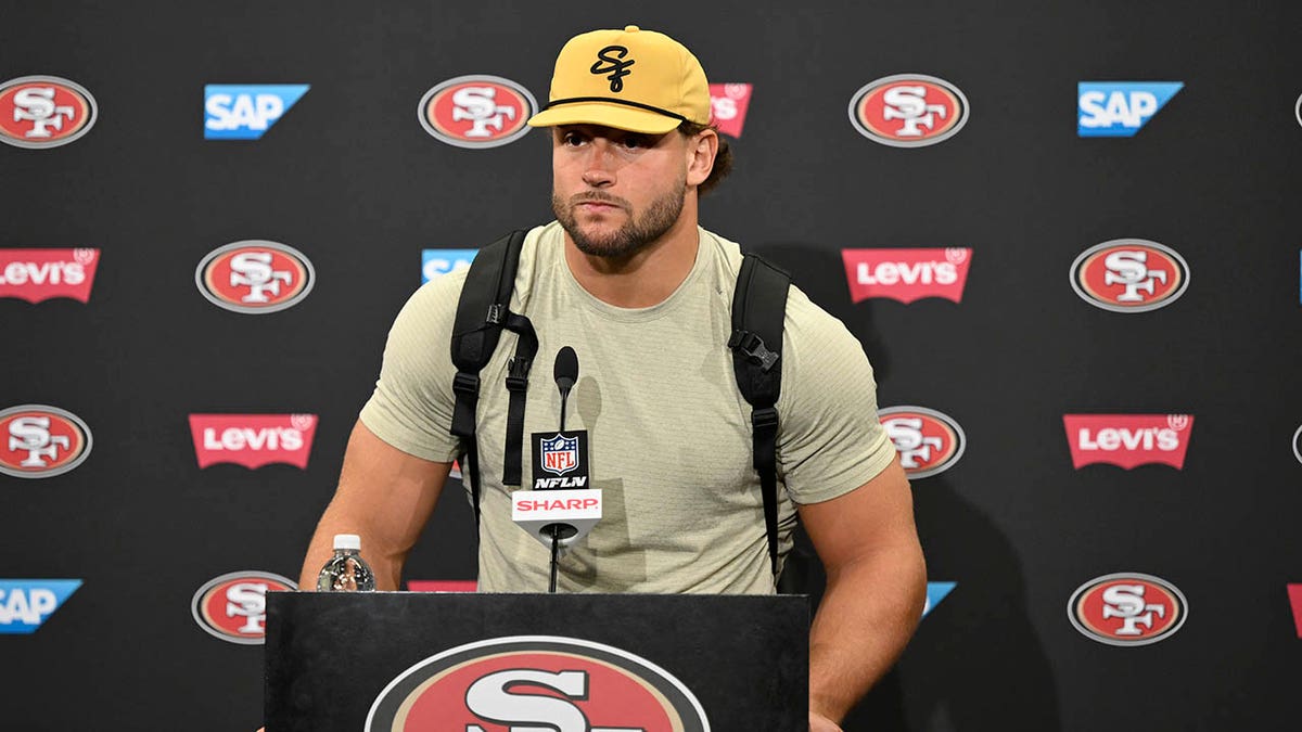 Nick Bosa at a news conference