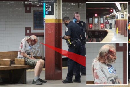 Thieves attack elderly homeless man sleeping in NYC subway station and leave him bloodied over 