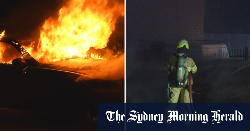 Arsonists on the run after torching Melbourne car yard