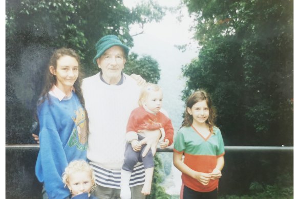 Katie, pictured here with Frank O’Shea and children Tim, Brigid and Lily, lived in Millaa Millaa when her children were young, before moving to Melbourne.