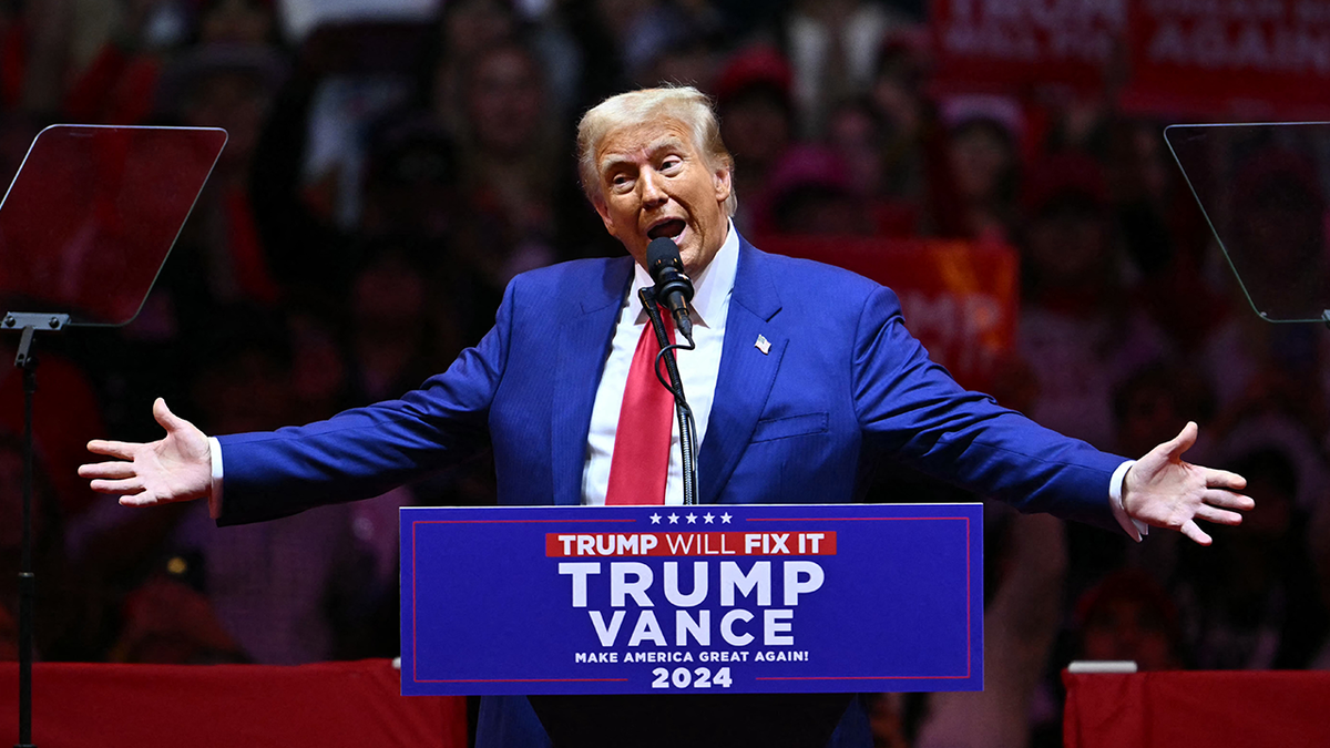 Former President Donald Trump, the GOP presidential nominee, speaks at a rally at New York City's Madison Square Garden, on Oct. 27, 2024