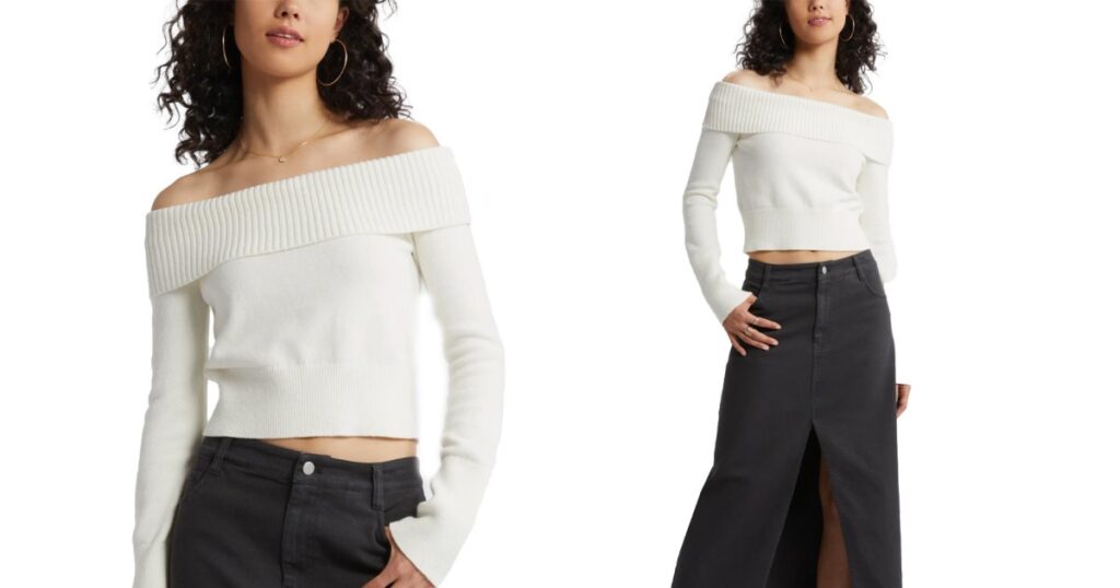 This Nordstrom-Bestselling Off the Shoulder Sweater Radiates Y2K Vibes — And It’s 55% Off