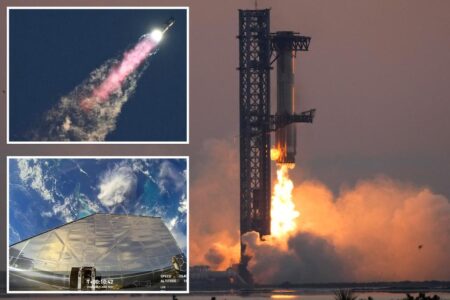 Space X successfully catches Falcon Super Heavy rocket booster in ‘Mechagodzilla claws’