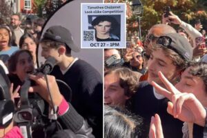 Timothée Chalamet makes surprise appearance at NYC look-alike contest broken up by police after devolving into chaos