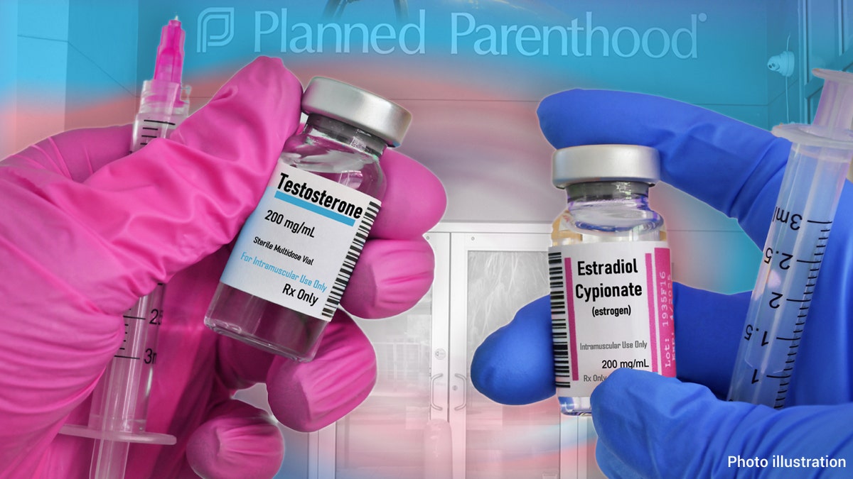 gender hormone vials in photo illustration