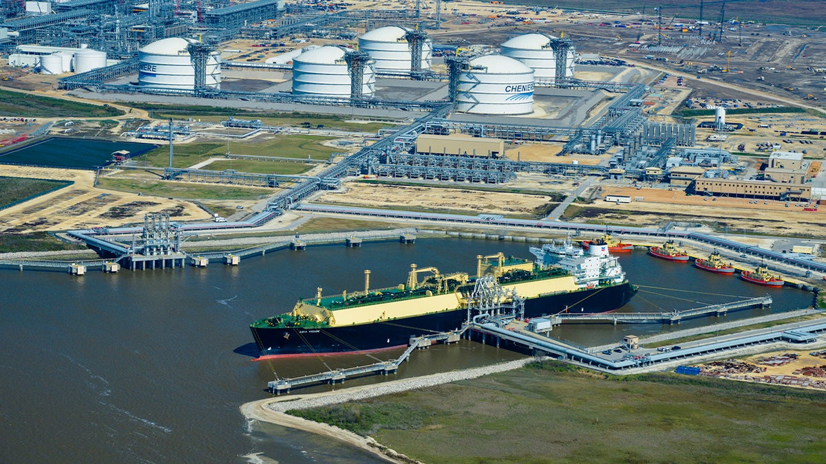 ship in LNG terminal seen from air