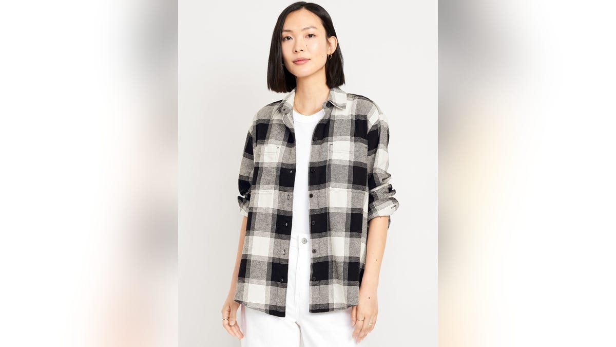 An oversized flannel is ideal for lounging around.