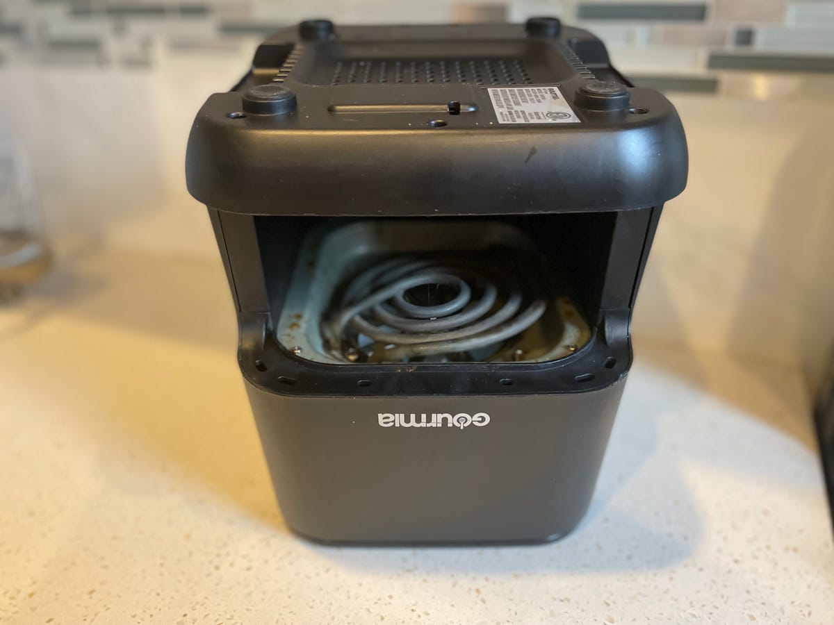 air fryer upside down with coils exposed