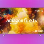 4K UHD Amazon Fire TV on a purple gradient