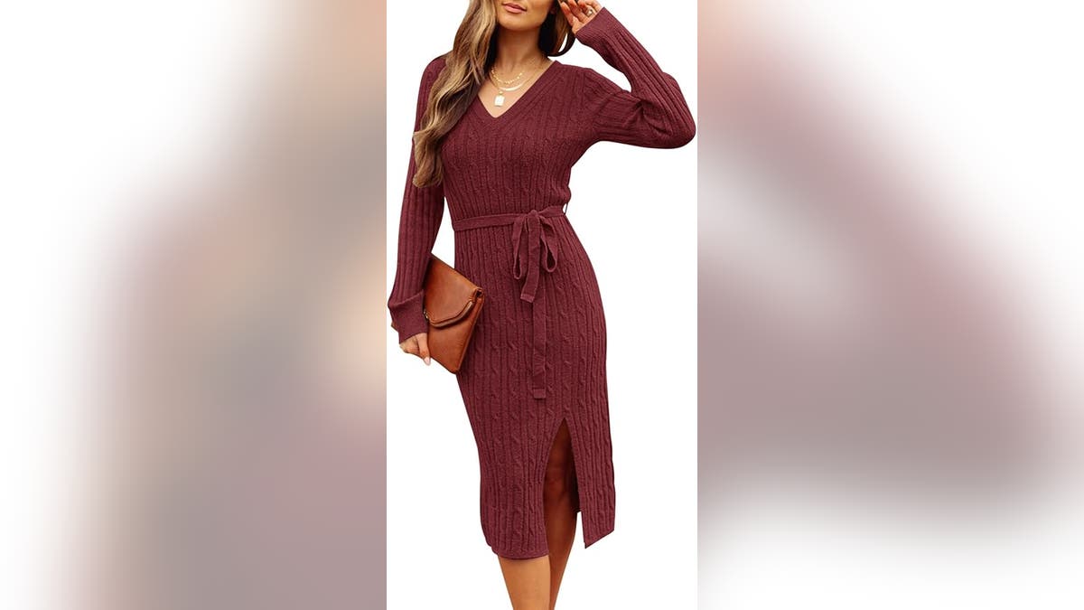 This cable-knit, bodycon dress is perfect for fall pictures.