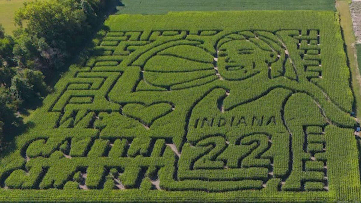 Caitlin Clark corn maze aerial view