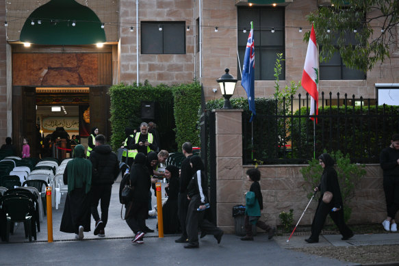 A memorial service held for Hassan Nasrallah at Kingsgrove on Tuesday evening.