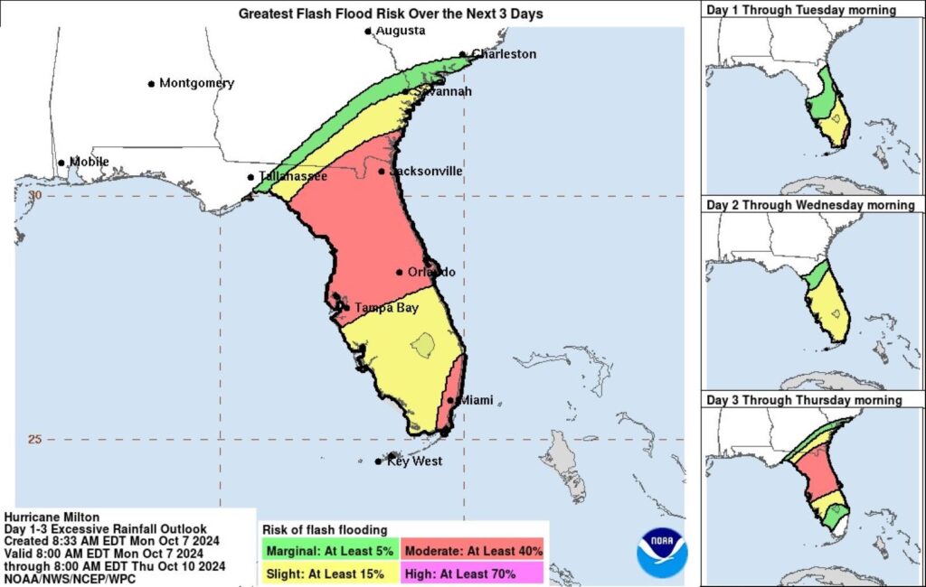 Florida Map Shows Flash Flood Risks Ahead of Hurricane Milton