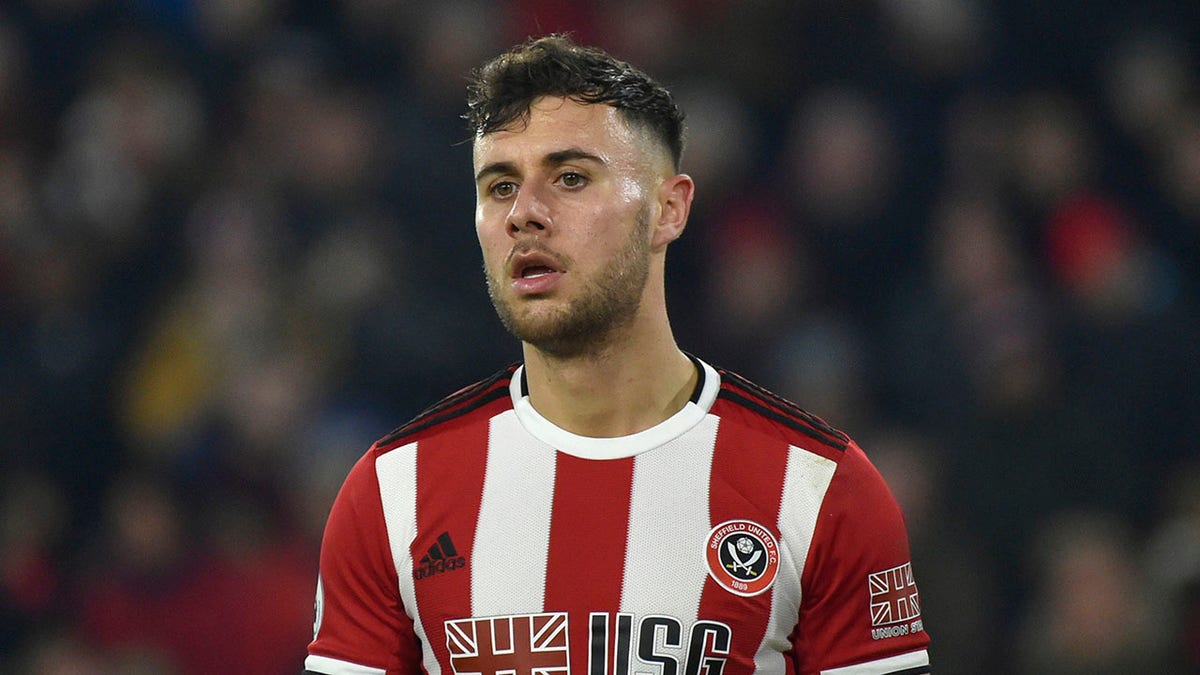 George Baldock during a soccer match 