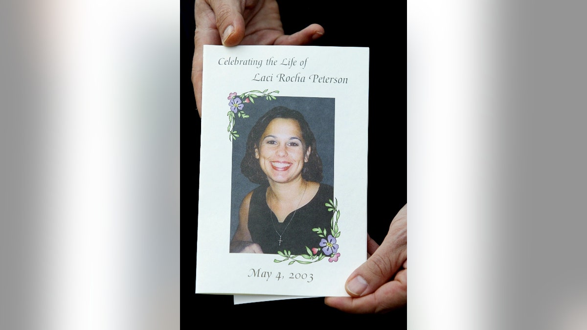 The program from the memorial service for Laci Peterson and her unborn son Connor is seen May 4, 2003 in Modesto, California.