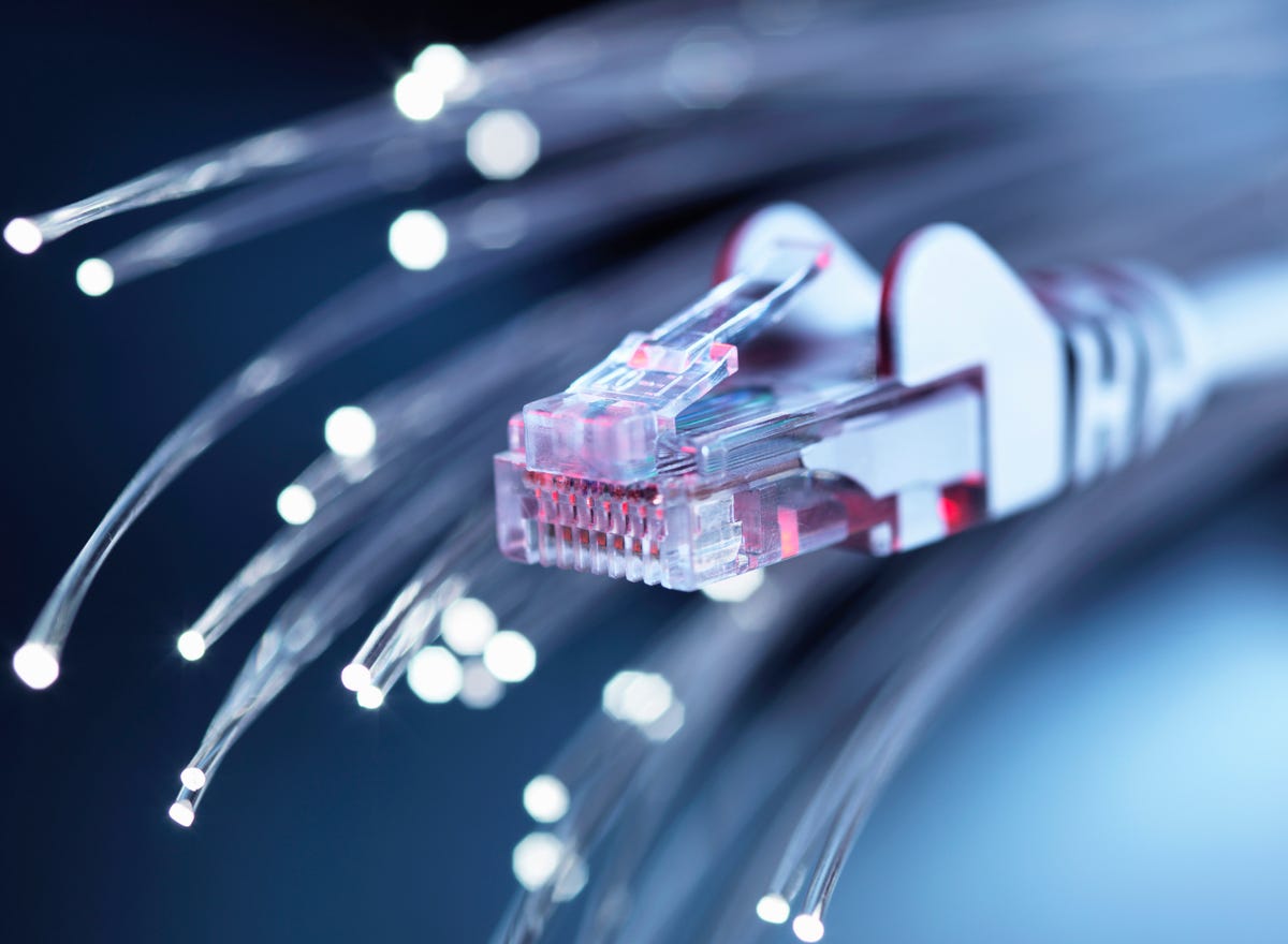 Close up of fiber optic cables