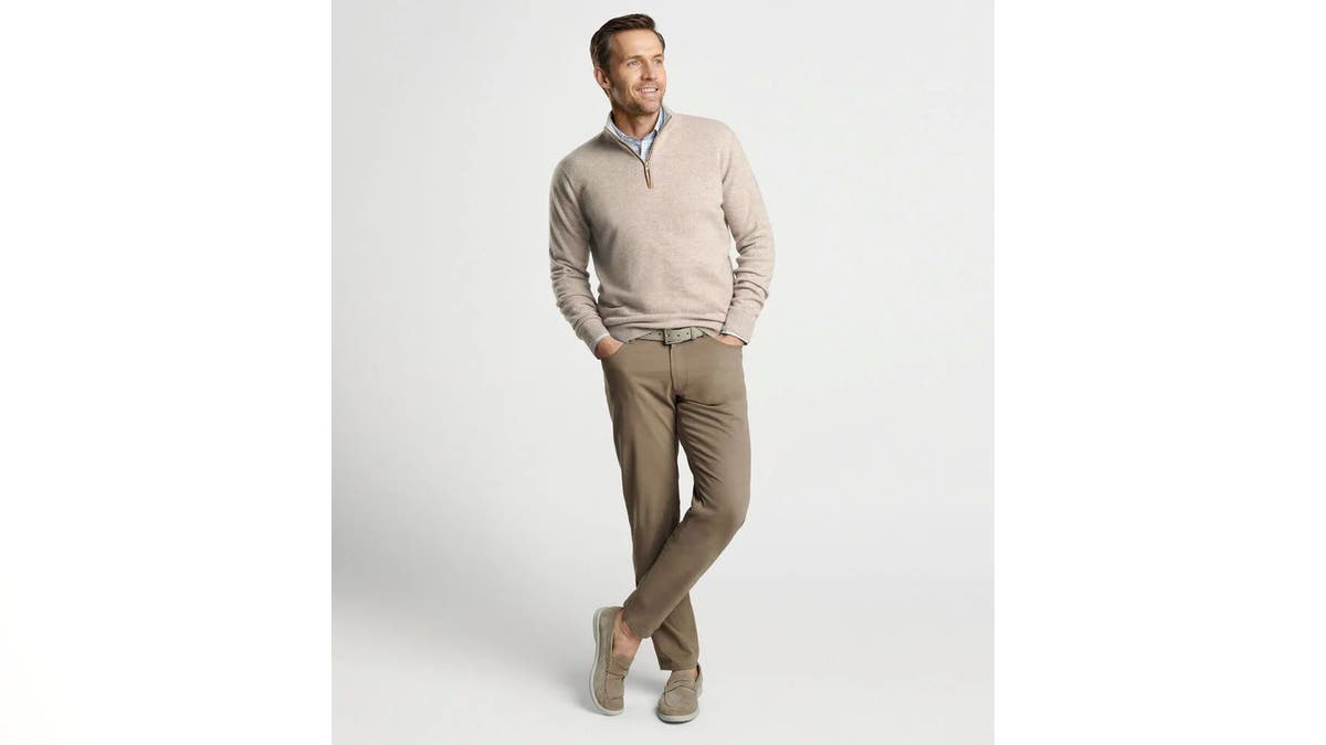 Dress up khakis with this top of the line Cashmere quarter-zip from Peter Millar.