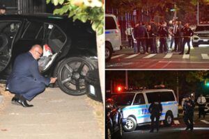 NYPD officer struck by car during stop, one cop fires weapon: sources