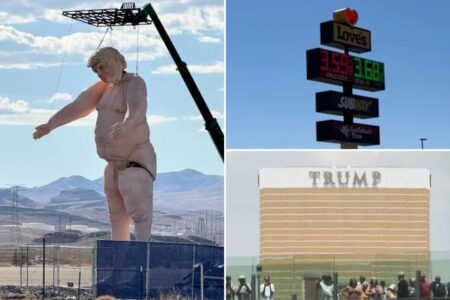 Pop-up exhibit? 43-foot naked Nevada Trump effigy vanishes after roadside ruckus