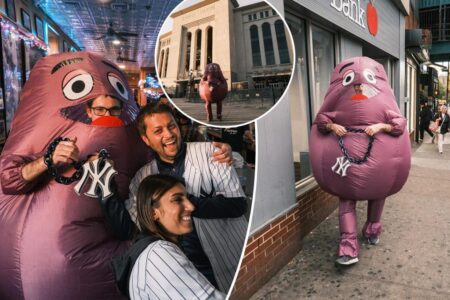 I went to the Bronx to cheer on the Yankees in a Grimace costume — here’s what happened