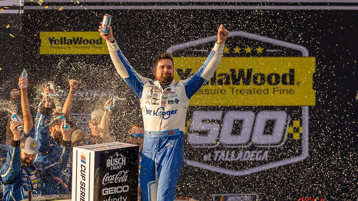 Ricky Stenhouse Jr celebrates