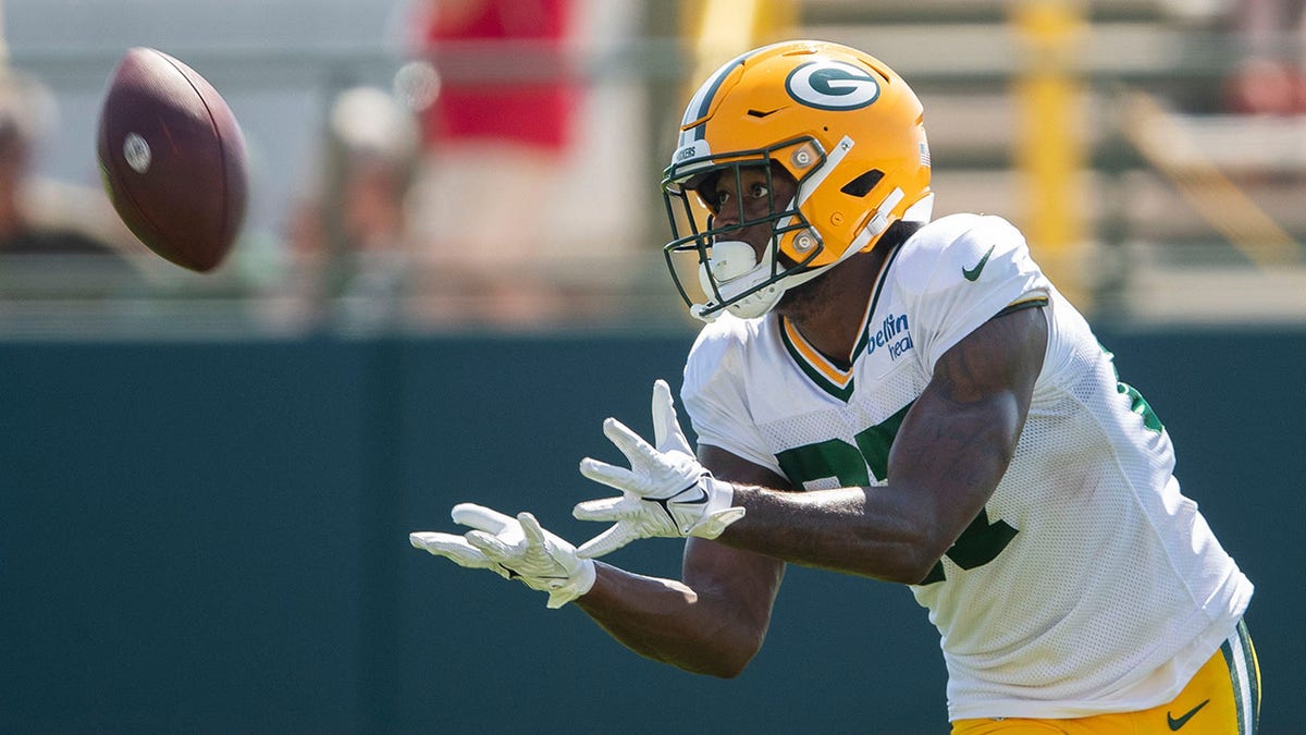 Romeo Doubs at a Packers practice