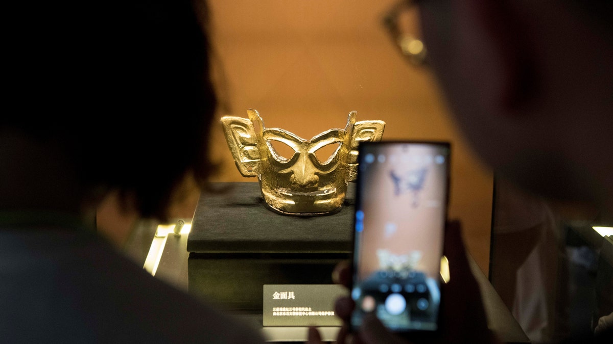 A gold mask unearthed from Sanxingdui Ruins