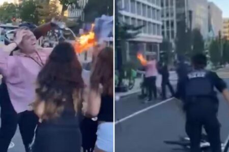 Anti-Israel protester lights himself on fire outside of White House, video shows