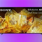 Sony 65-inch 4K X90L series Bravia XR smart Google TV on a purple and blue gradient