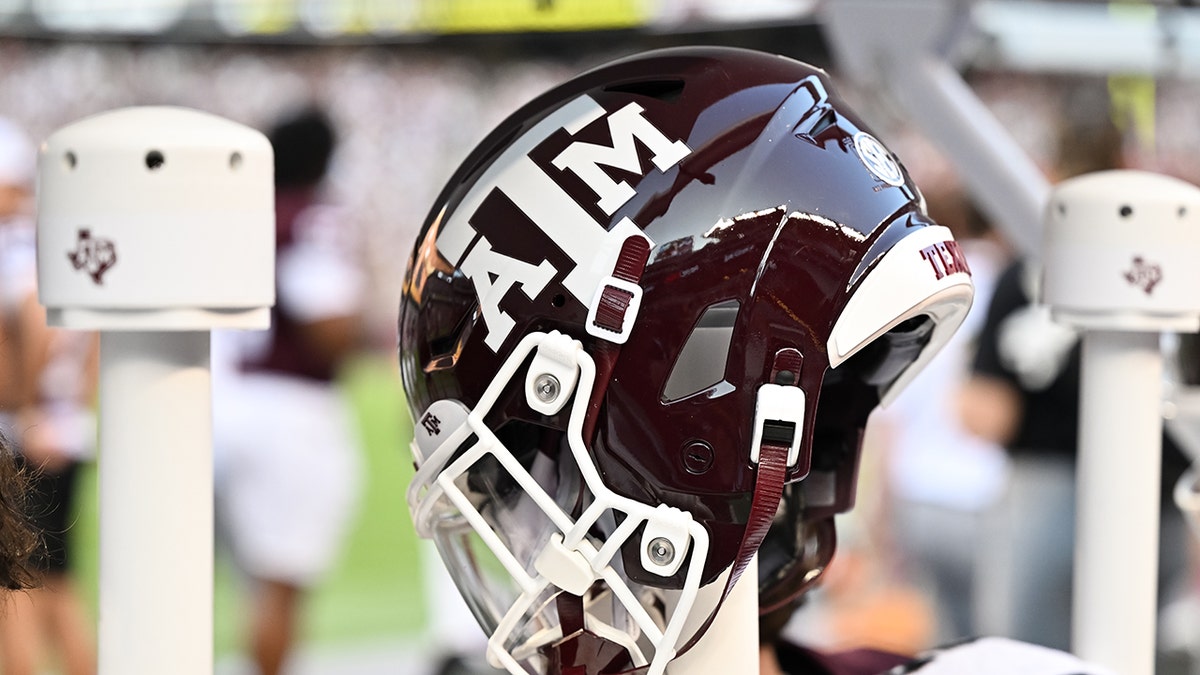 A view of a Texas A&M Aggies helmet