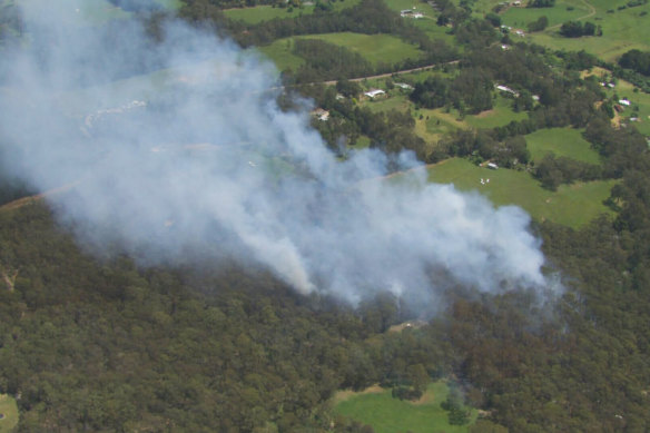 Smoke from the Gellibrand fire on Saturday afternoon.