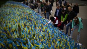 1,000 days of war: Kyiv square filled with flags for Ukraine’s fallen