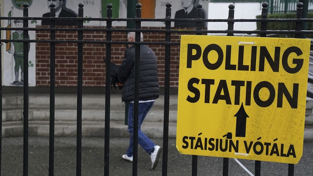 Exit poll shows three-way split in Irish parliamentary elections