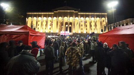 Protesters in Georgia accuse government of rigging election results