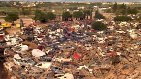 Car graveyard reminder of scale of Spain’s devastating flooding