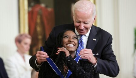 Simone Biles calls for Biden to ‘make things shake’ before leaving office after Trump beats Harris