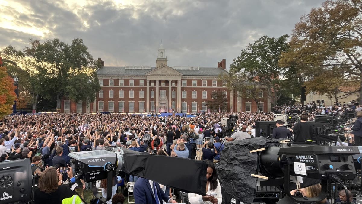 Harris concession-speech rally crowd at Howard Univ. 