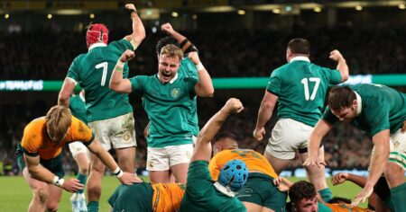 Ireland 22-19 Australia: Andy Farrell’s side end Autumn Nations Series on high after recovering to win in Dublin