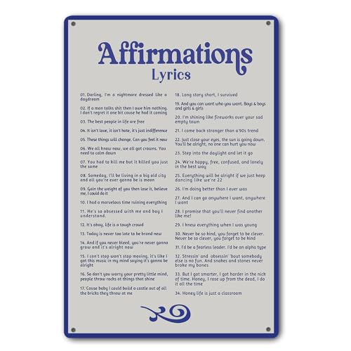 Bestylez Affirmations Positive Lyrics Sign Room Bedroom Decor