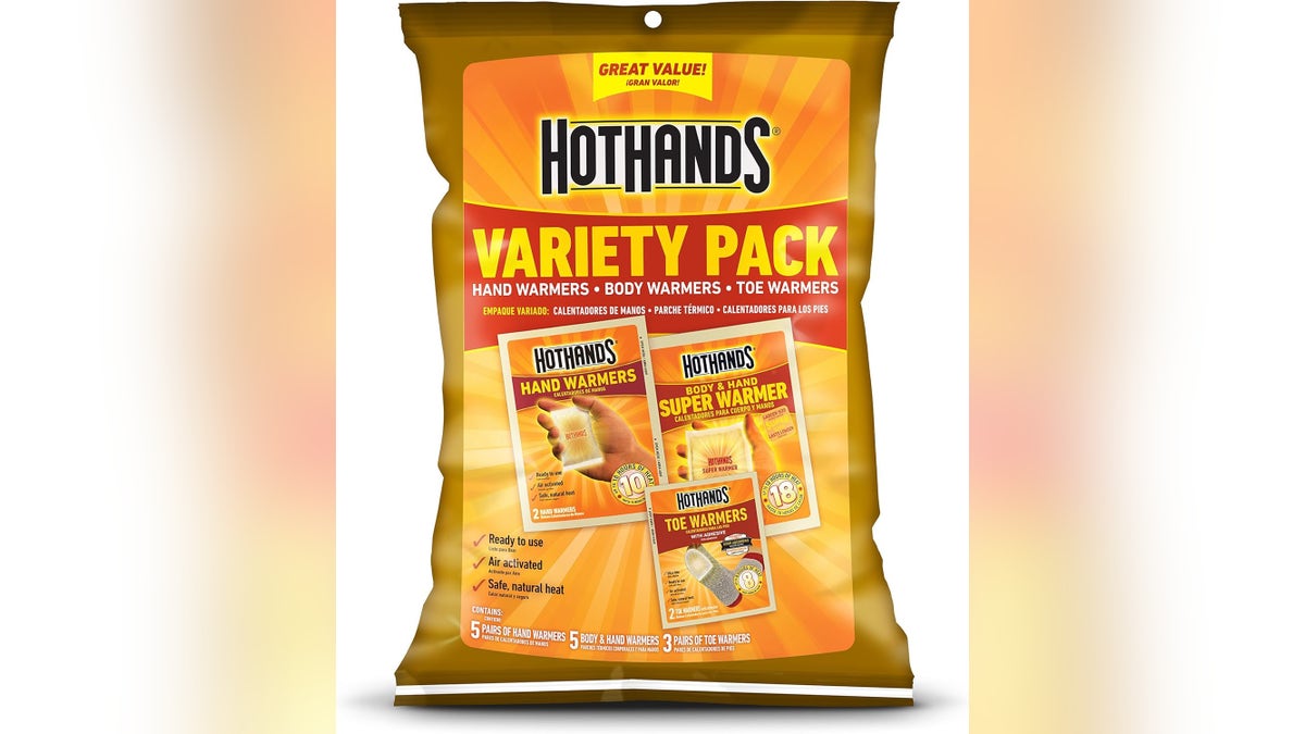 A variety pack of HotHands hand warmers helps you maintain a good grip between swings.