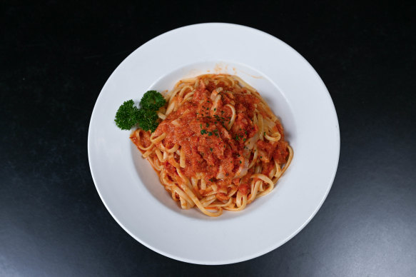 Linguine amatriciana, another popular dish.