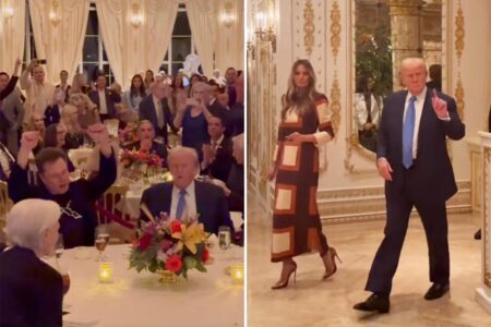 Donald Trump and Elon Musk vibe to YMCA at Mar-a-Lago for Thanksgiving