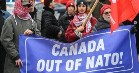 Anti-NATO protesters in Montreal demand Canada withdraws from alliance