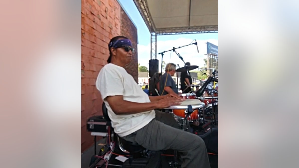 Stephen Singleton playing the drums