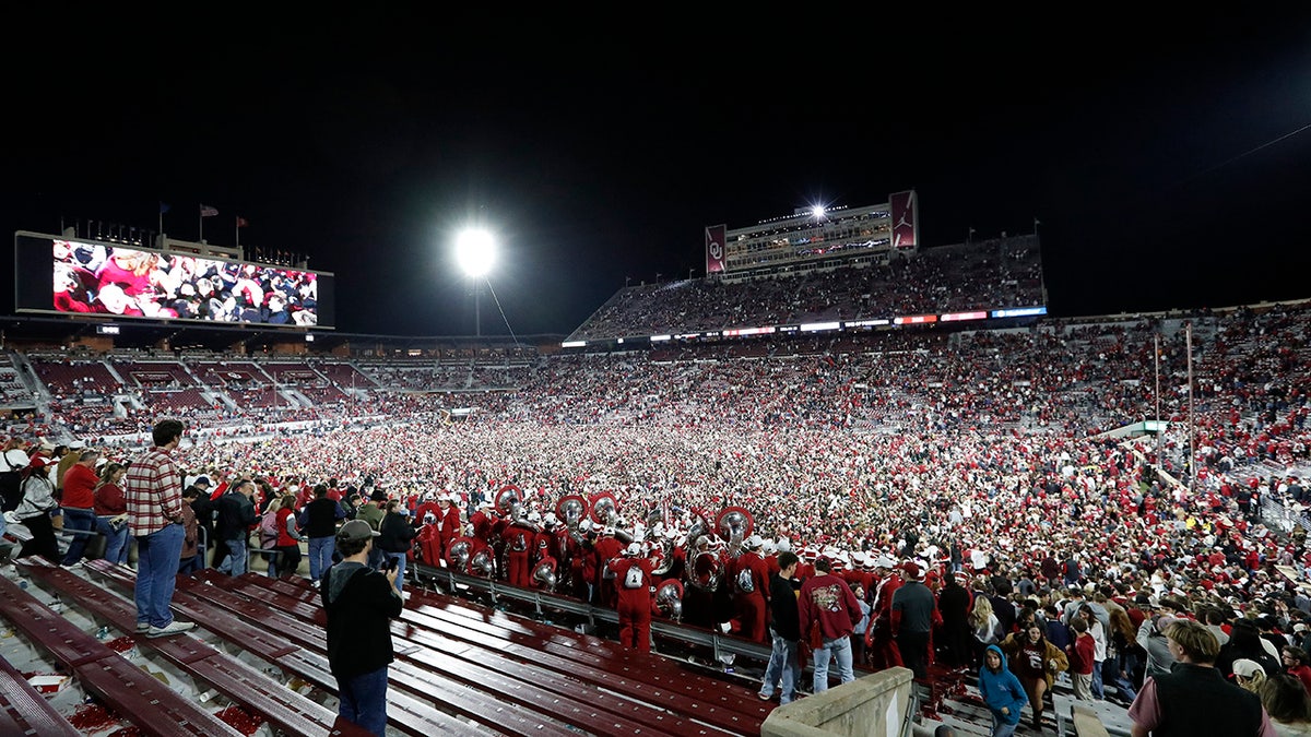 Oklahoma fans on field