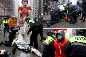 Mass arrests at Macy’s Thanksgiving Day Parade as anti-Israel protesters block procession