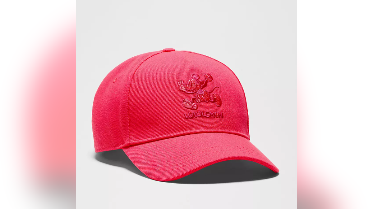 A bright and cute hat featuring an embroidered Mickey and lululemon logo. 