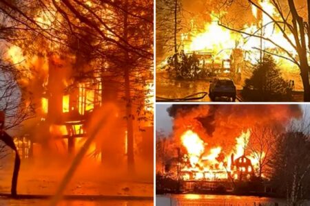 Connecticut mansion engulfed in flames on Thanksgiving as residents fried turkey inside garage